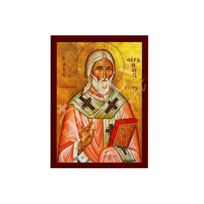 Saint Therapon icon, Handmade Greek Orthodox icon St Therapon of Cyprus, Byzantine art wall hanging on wood plaque icon, religious decor - TheHolyArt