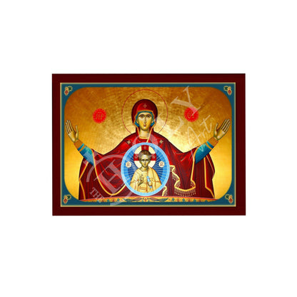 Virgin Mary icon Panagia Platytera, Handmade Greek Orthodox Icon, Mother of God Byzantine art, Theotokos wall hanging wood plaque - TheHolyArt