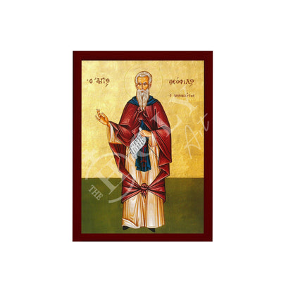 Saint Theophilus icon, Handmade Greek Orthodox icon St Theophilus, Byzantine art wall hanging on wood plaque icon, religious decor - TheHolyArt