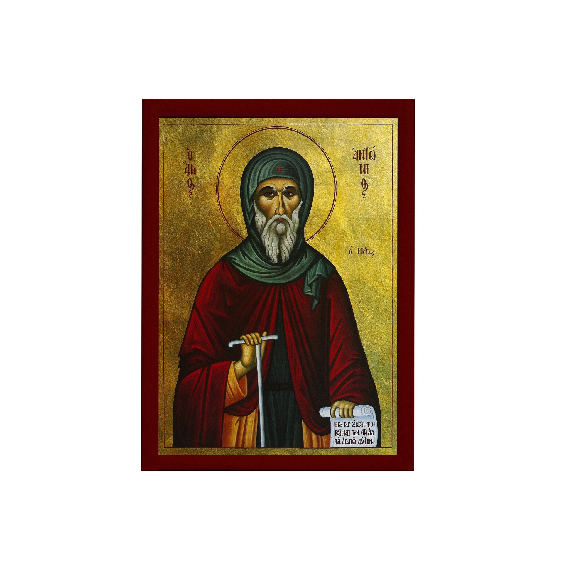 Saint Anthony icon, Handmade Greek Orthodox icon of Saint Antonius, By-TheHolyArt
