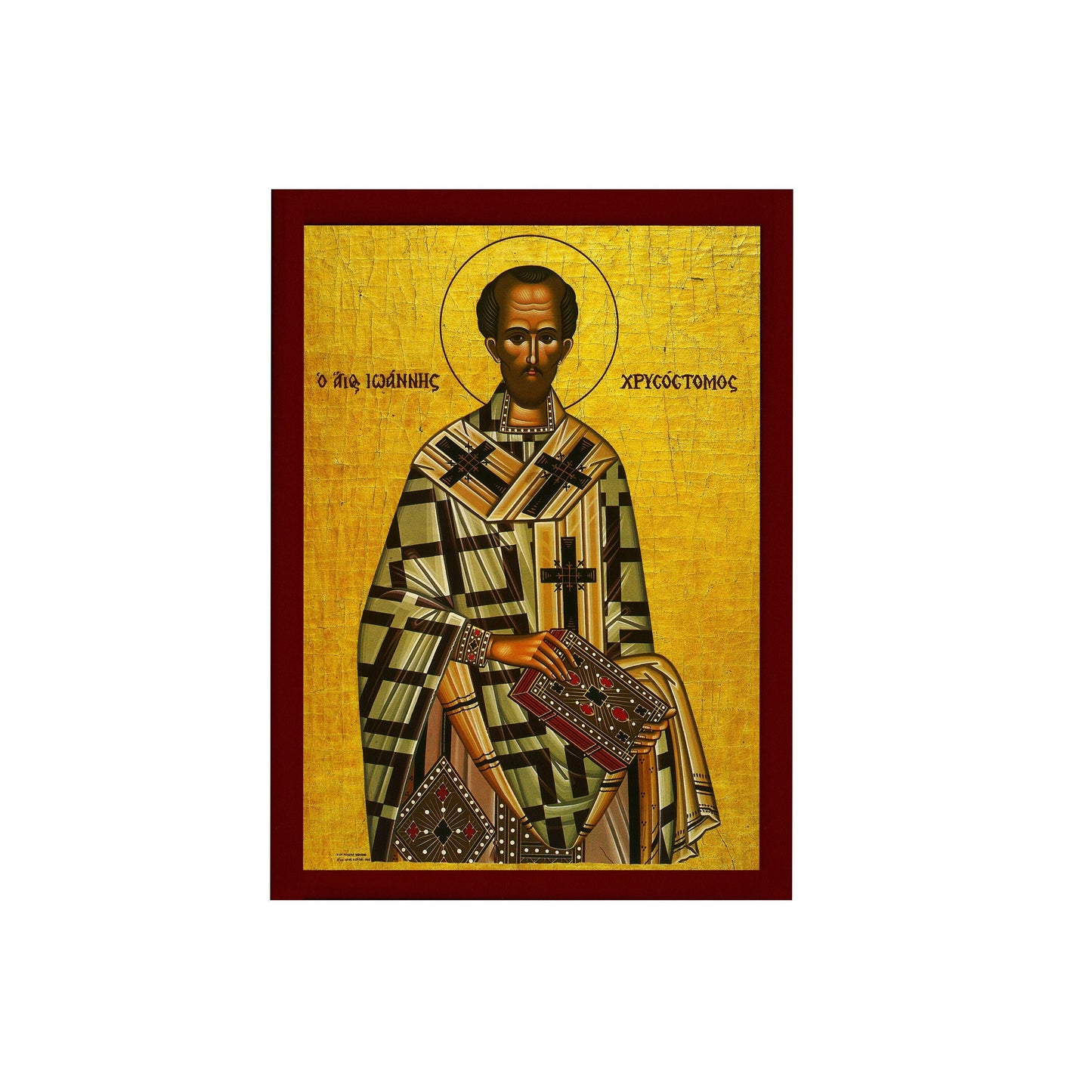 Saint John icon, Handmade Greek Orthodox icon of St John Chrysostom, Byzantine art wall hanging icon on wood plaque, religious decor TheHolyArt