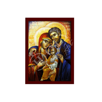The Holy Family icon, Handmade Greek Orthodox icon of the Jesus Christ Virgin Mary & Joseph, Byzantine art wall hanging wood plaque - TheHolyArt