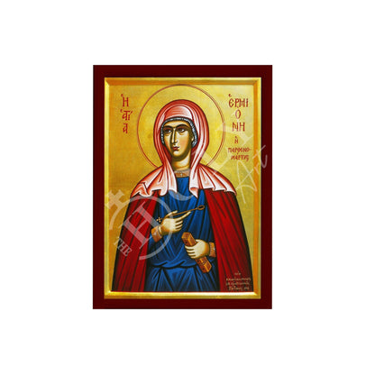 Saint Hermione icon, Handmade Greek Orthodox icon of St Hermione, Byzantine art wall hanging icon on wood plaque, religious decor - TheHolyArt