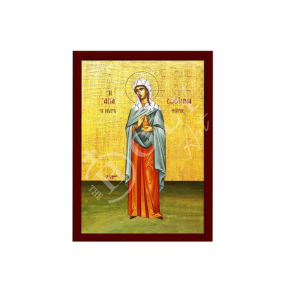 Saint Sussana icon, Handmade Greek Orthodox icon St Susan, Byzantine art wall hanging on wood plaque icon, religious decor - TheHolyArt