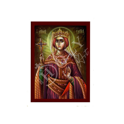 Saint Olga icon, Handmade Greek Orthodox icon of St Olga of Kiev, Byzantine art wall hanging icon on wood plaque, religious decor - TheHolyArt