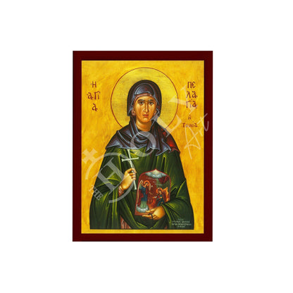 Saint Pelagia icon, Handmade Greek Orthodox icon of St Pelagia of Tinos, Byzantine art wall hanging wood plaque, religious gift - TheHolyArt