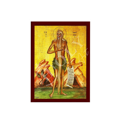 Saint Onuphrius icon, Handmade Greek Orthodox icon of St Onuphrios of Egypt, Byzantine art wall hanging wood plaque, religious gift - TheHolyArt