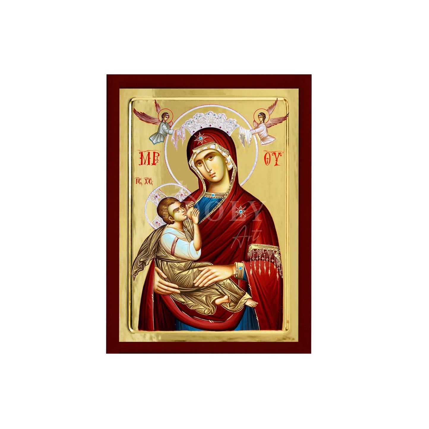 Virgin Mary icon Panagia Galaktotrophousa, Handmade Greek Orthodox Icon, Mother of God Byzantine art, Theotokos wall hanging wood plaque TheHolyArt
