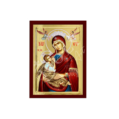 Virgin Mary icon Panagia Galaktotrophousa, Handmade Greek Orthodox Icon, Mother of God Byzantine art, Theotokos wall hanging wood plaque - TheHolyArt