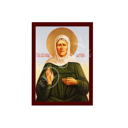 Saint Matrona icon, Handmade Greek Orthodox icon St Matrona of Moscow, Byzantine art wall hanging on wood plaque icon, religious decor - TheHolyArt