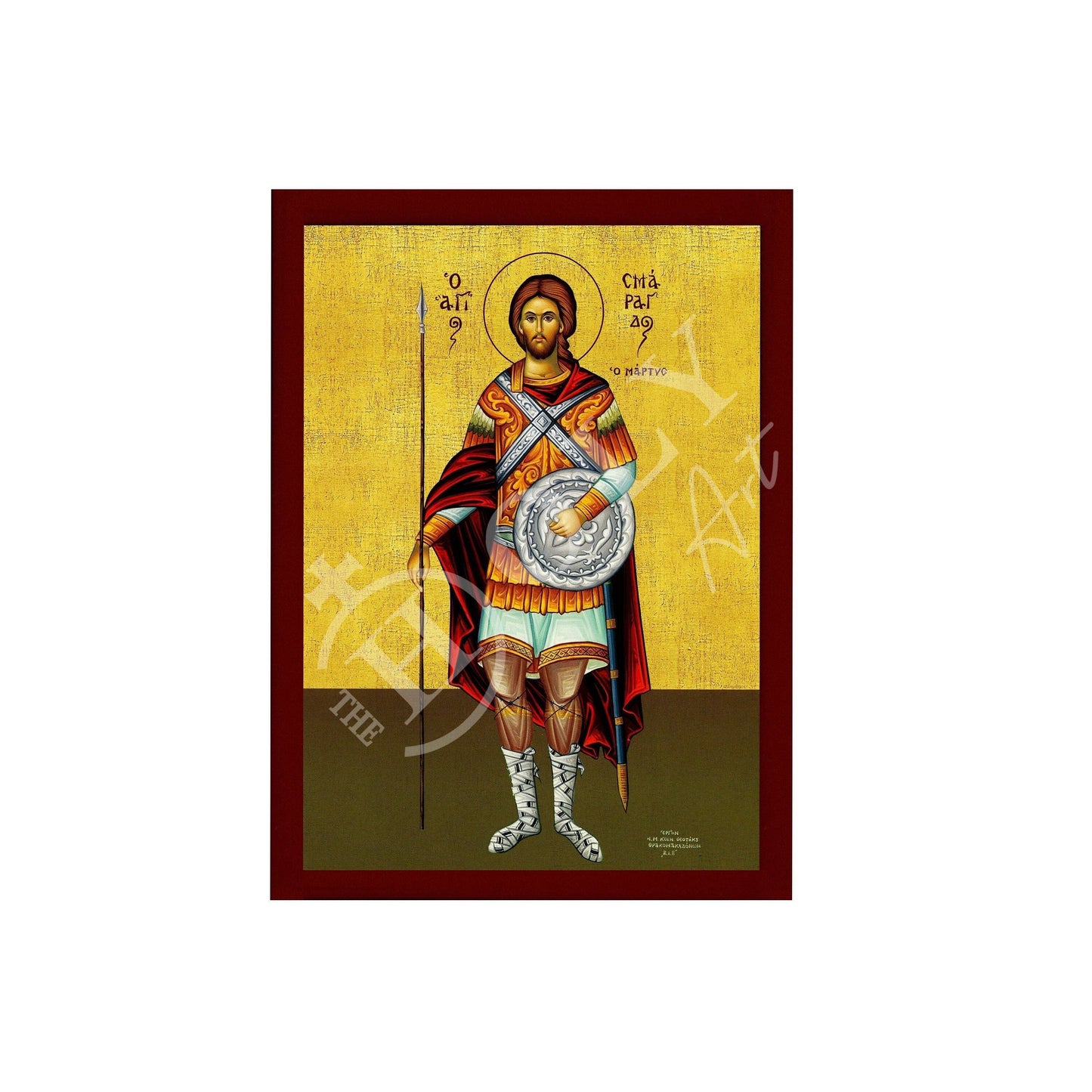 Saint Smaragdos icon, Greek Handmade Orthodox icon of St Smaragdus the Martyr, Byzantine art wall hanging wood plaque, religious gift TheHolyArt