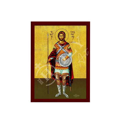 Saint Smaragdos icon, Greek Handmade Orthodox icon of St Smaragdus the Martyr, Byzantine art wall hanging wood plaque, religious gift - TheHolyArt
