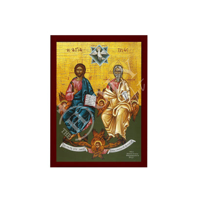 The Holy Trinity icon, Jesus Christ Handmade Greek Orthodox icon, Byzantine art wall hanging on wood plaque religious icon, wedding gift - TheHolyArt