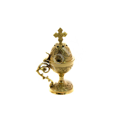 Christian Brass Resin Incense Burner, Greek Orthodox Thurible Incense holder, Metal Byzantine Home Censer Perfume burner, religious decor - TheHolyArt
