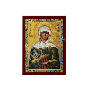 Saint Xenia icon, Handmade Greek Orthodox icon of St Xenia of St. Petersburg, Byzantine art wall hanging icon wood plaque, religious decor (theme 2) - TheHolyArt