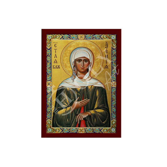 Saint Xenia icon, Handmade Greek Orthodox icon of St Xenia of St. Petersburg, Byzantine art wall hanging icon wood plaque, religious decor (theme 2) TheHolyArt