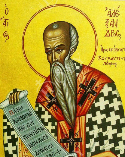 Saint Alexander icon, Handmade Greek Orthodox icon St Alexander of Constantinople, Byzantine art wall hanging wood plaque icon decor - TheHolyArt