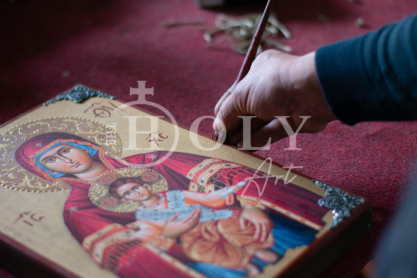 The Holy Family icon, Handmade Greek Orthodox icon of the Jesus Christ Virgin Mary & Joseph, Byzantine art wall hanging wood plaque decor TheHolyArt