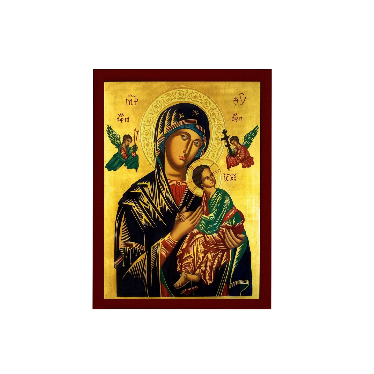 Our Lady of Perpetual Help icon, Handmade Greek Orthodox Icon of Virgin Mary, Mother of God Byzantine art wall hanging plaque TheHolyArt