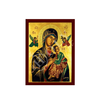 Our Lady of Perpetual Help icon, Handmade Greek Orthodox Icon of Virgin Mary, Mother of God Byzantine art wall hanging plaque - TheHolyArt