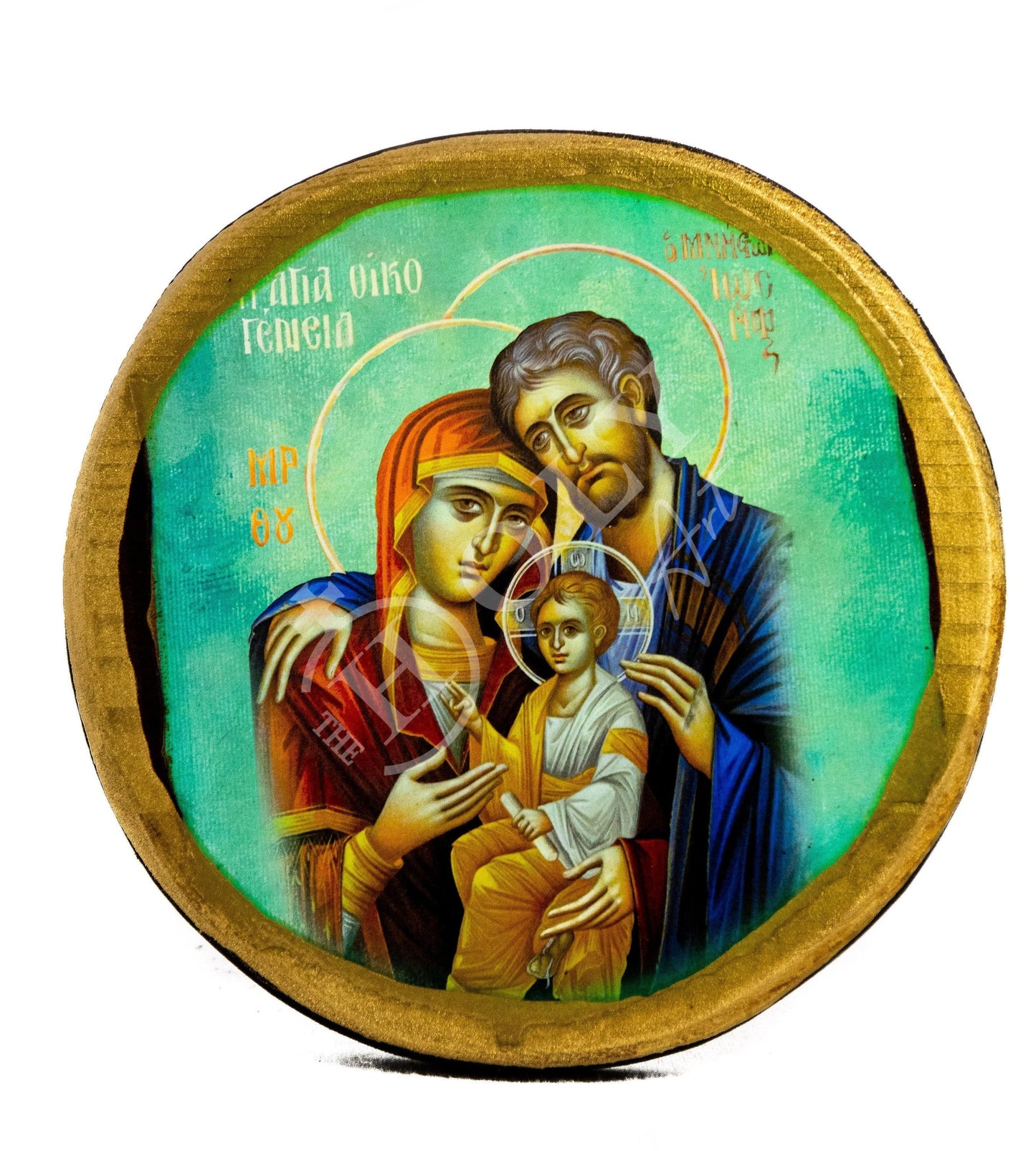 The Holy Family icon, Handmade Greek Orthodox icon of the Jesus Christ Virgin Mary & Joseph, Byzantine art wall hanging wood plaque decor TheHolyArt