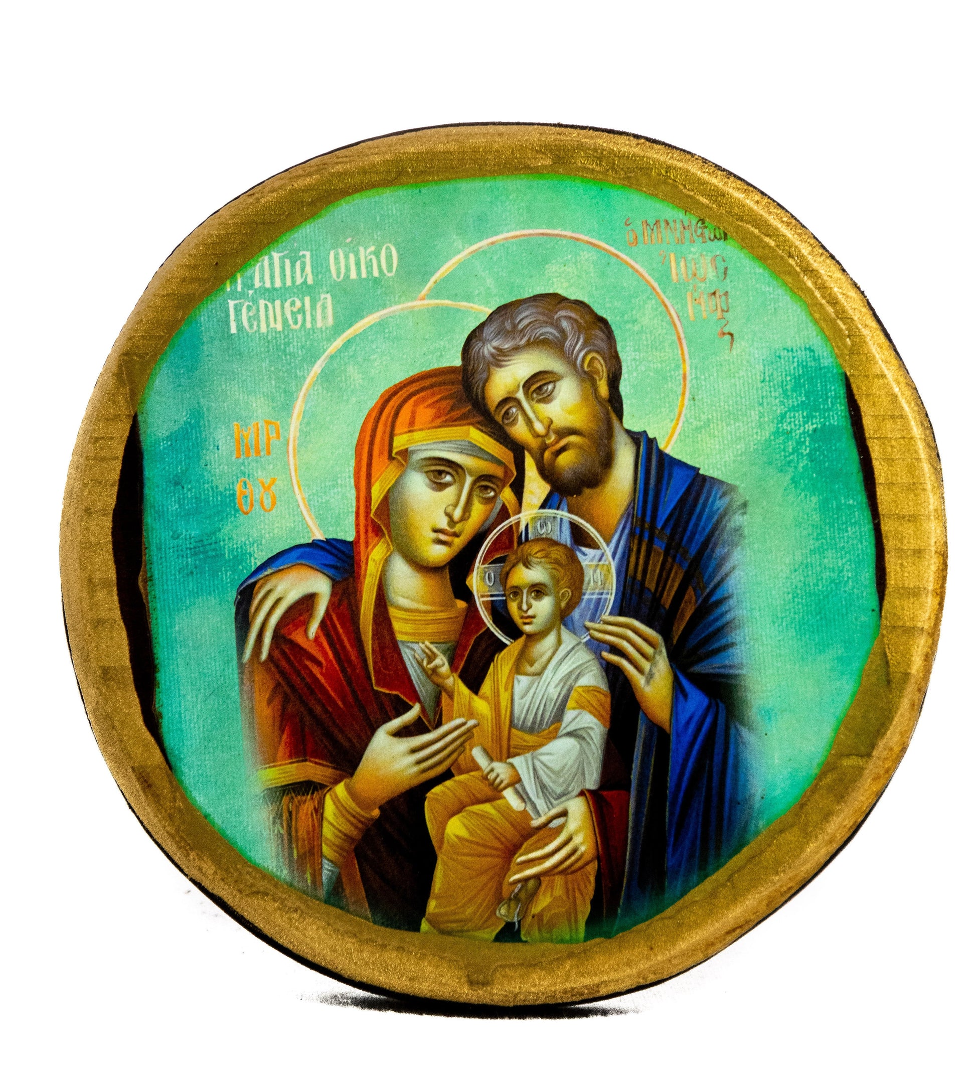 The Holy Family icon, Handmade Greek Orthodox icon of the Jesus Christ Virgin Mary & Joseph, Byzantine art wall hanging wood plaque decor TheHolyArt