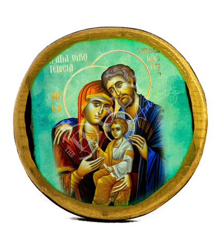 The Holy Family icon, Handmade Greek Orthodox icon of the Jesus Christ Virgin Mary & Joseph, Byzantine art wall hanging wood plaque decor - TheHolyArt