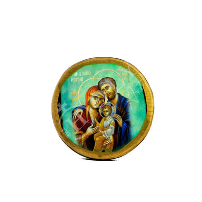 The Holy Family icon, Handmade Greek Orthodox icon of the Jesus Christ Virgin Mary & Joseph, Byzantine art wall hanging wood plaque decor - TheHolyArt