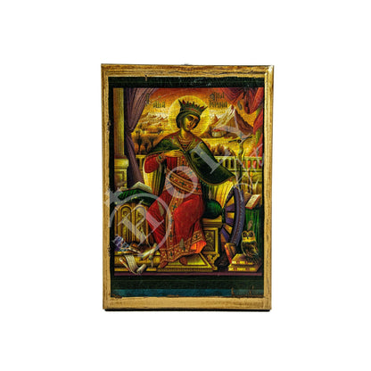 Saint Catherine icon, Handmade Greek Orthodox icon canvas of St Katherine of Sinai, Byzantine art wall hanging icon plaque, religious decor - TheHolyArt