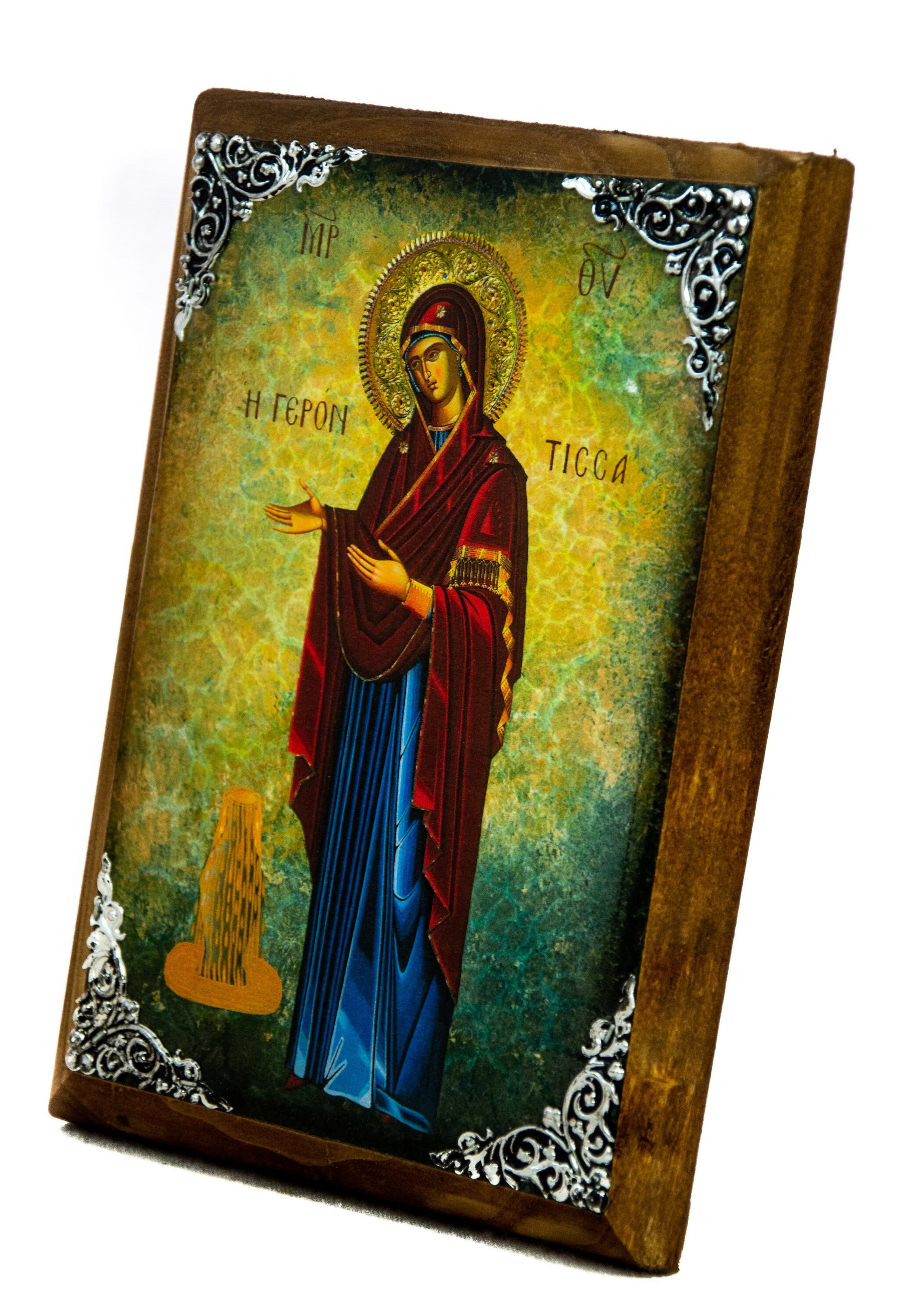 Virgin Mary icon Panagia Giatrissa, Handmade Greek Orthodox Icon, Mother of God Byzantine art, Theotokos wall hanging wood plaque decor TheHolyArt