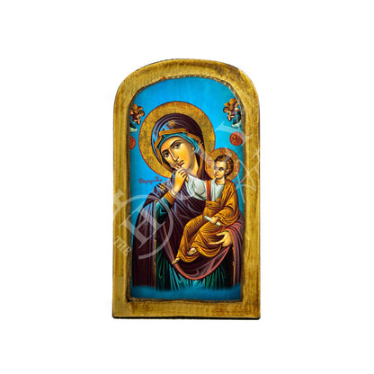 Virgin Mary icon Panagia Paramythia, Handmade Greek Orthodox Icon of Mother of God, Theotokos Byzantine art wall hanging wood plaque decor - TheHolyArt