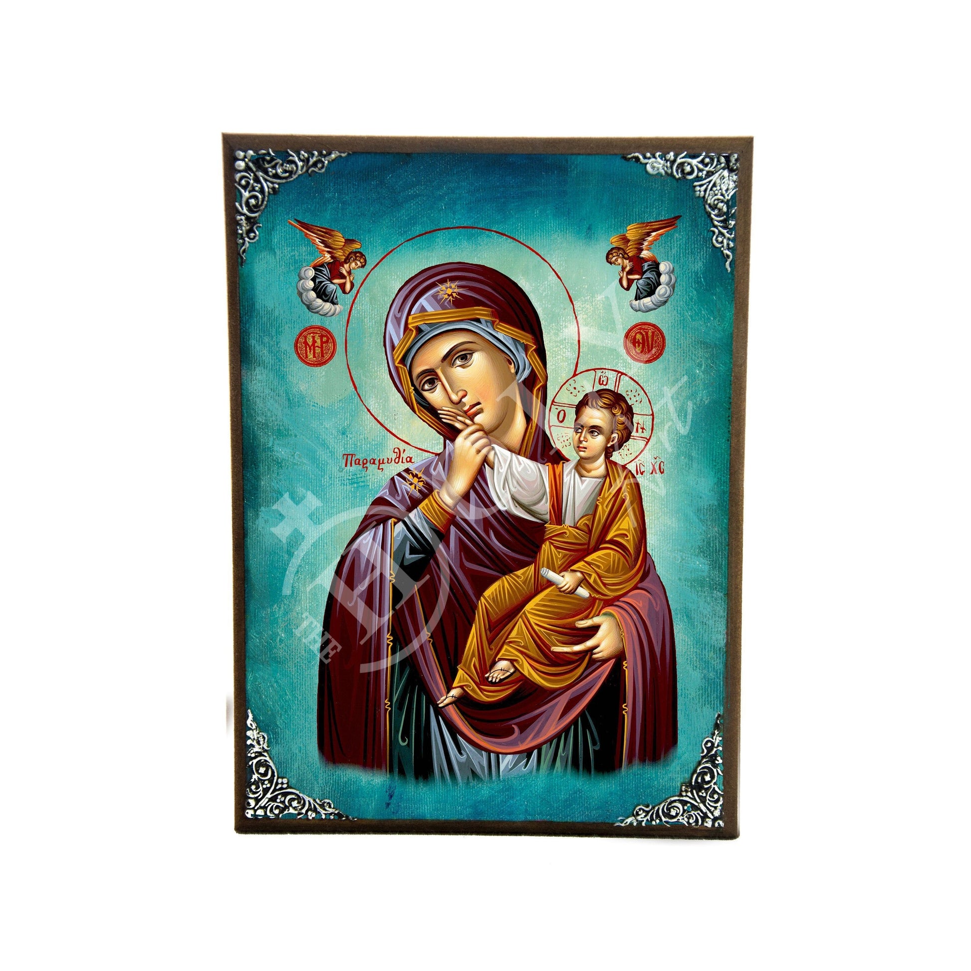 Virgin Mary icon Panagia Paramythia Handmade Greek Christian Orthodox Icon Byzantine wood plaque TheHolyArt