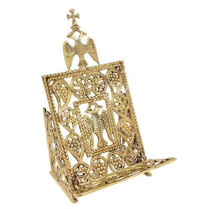 Brass Bible Stand, Handmade Tabletop Easel for Books or Icons, Byzantine Eagle Bible Display Stand, Church Lectern, Gospel Holder - TheHolyArt