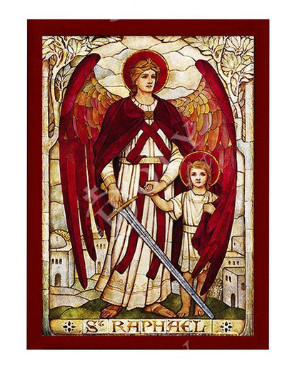 Archangel Raphael icon, Handmade Greek Orthodox icon of St Raphael, Byzantine art wall hanging on wood plaque religious icon, religious gift - TheHolyArt
