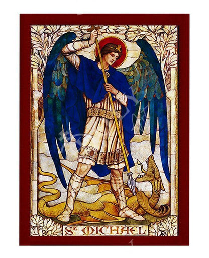 Archangel Michael icon, Handmade Greek Orthodox icon of St Michael, Byzantine art wall hanging on wood plaque religious icon, religious gift - TheHolyArt