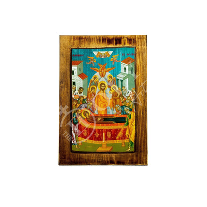 Dormition of Virgin Mary icon, Handmade Greek Orthodox Icon of Theotokos Assumption, Mother of God Byzantine art wall hanging plaque icon - TheHolyArt