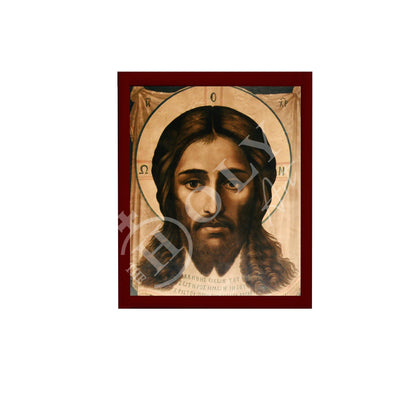 Jesus Christ icon Mandylion, Handmade Greek Orthodox icon Visage of our Lord, Byzantine art wall hanging on wood plaque religious icon decor - TheHolyArt