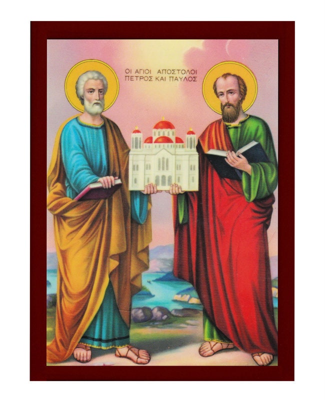 Apostle Peter and Paul icon, Handmade Greek Orthodox icon of St Peter and St Paul the Apostles, Byzantine art wall hanging, religious gift TheHolyArt