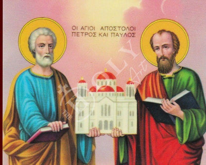 Apostle Peter and Paul icon, Handmade Greek Orthodox icon of St Peter and St Paul the Apostles, Byzantine art wall hanging, religious gift - TheHolyArt