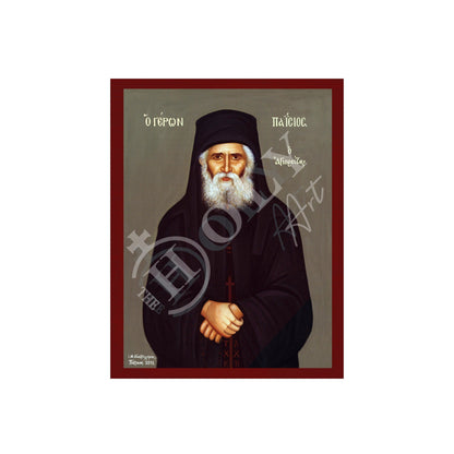 Saint Paisios of Mount Athos icon, Handmade Greek Orthodox icon St Paisios, Byzantine art wall hanging on wood plaque, religious home decor - TheHolyArt