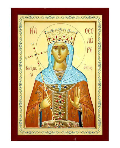 Saint Theodora icon the Empress, Handmade Greek Orthodox icon of St Theodora wife of Justinian, Byzantine art wall hanging, religious decor - TheHolyArt