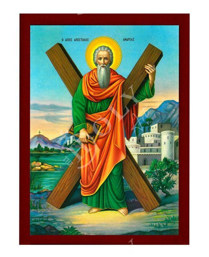 Saint Andrew icon the Apostle, Handmade Greek Orthodox icon of St Andrew, Byzantine art wall hanging wood plaque, religious gift - TheHolyArt
