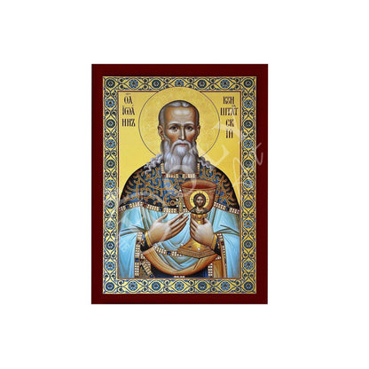 Saint John of Kronstadt icon, Handmade Orthodox Christian icon of St John the Righteous, Religious art wall hanging on wood plaque - TheHolyArt