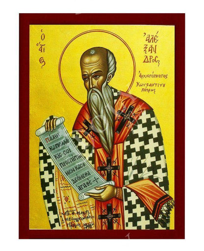 Saint Alexander icon, Handmade Greek Orthodox icon St Alexander of Constantinople, Byzantine art wall hanging wood plaque icon decor - TheHolyArt