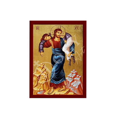 Jesus Christ icon The Good Samaritan, Handmade Greek Orthodox icon of our Lord, Byzantine art wall hanging on wood plaque, religious decor - TheHolyArt
