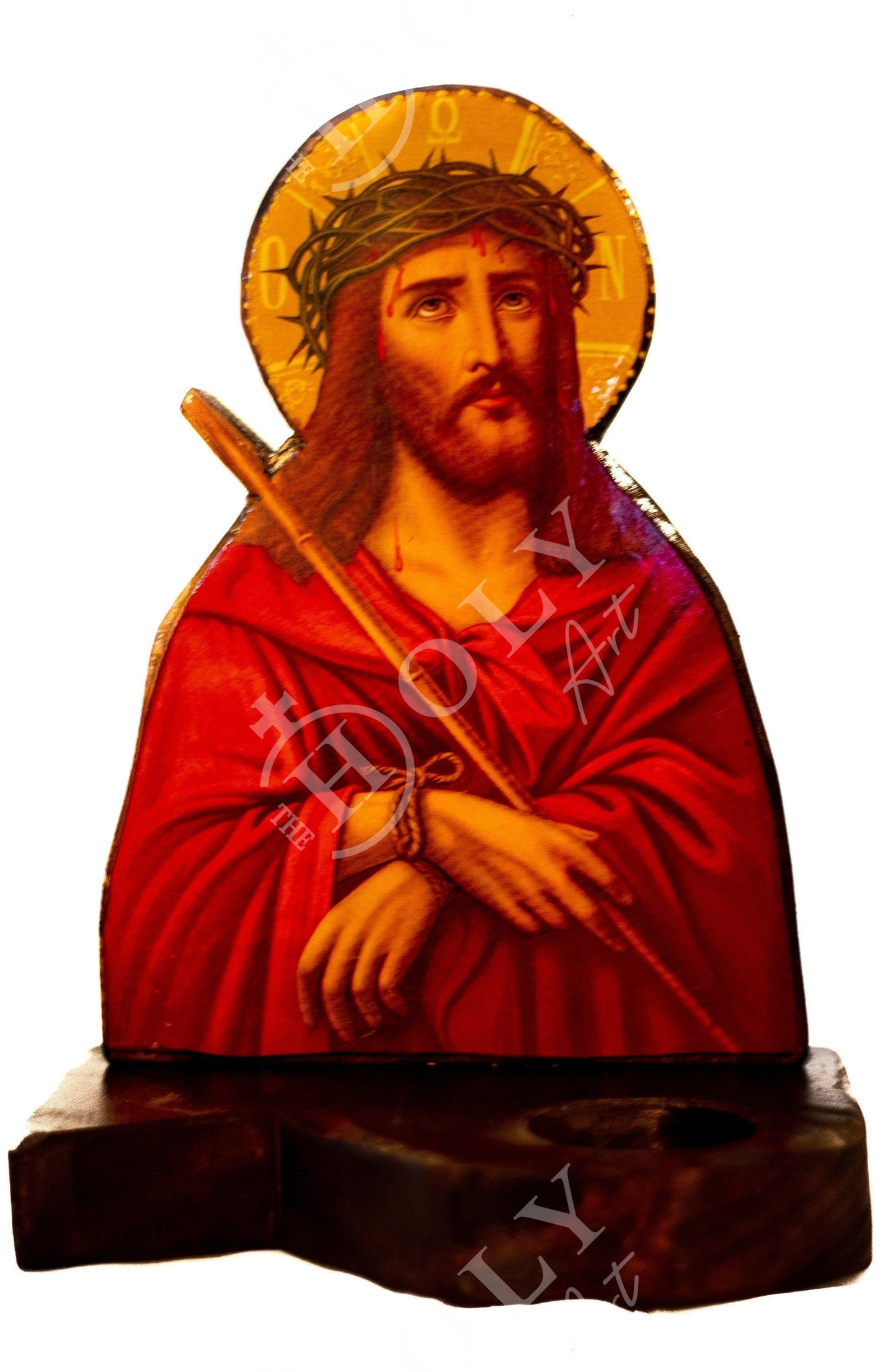 Christian Iconostasis with Jesus Christ Nymphios 30x22cm, Handmade Orthodox shrine of Our Lord, Byzantine altar wall hanging wood plaque TheHolyArt