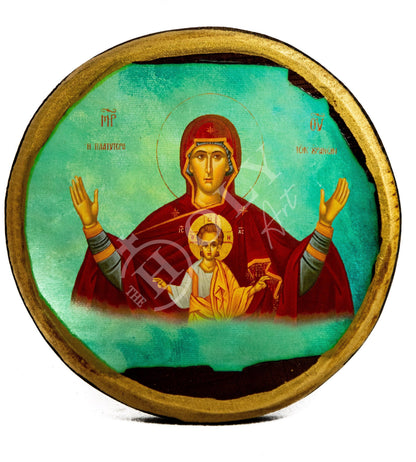 Virgin Mary icon Panagia Handmade Greek Orthodox Icon, Mother of God Byzantine art wall hanging Theotokos religious icon wood plaque - TheHolyArt