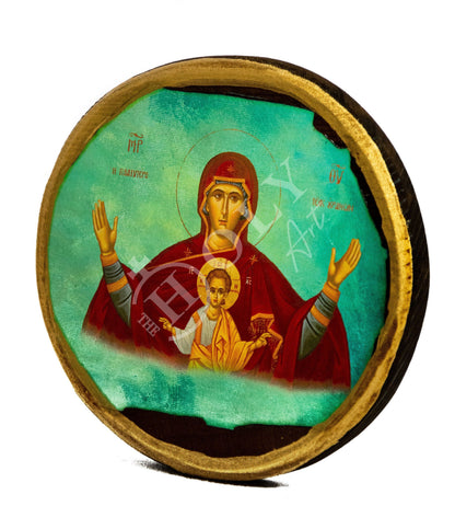 Virgin Mary icon Panagia Handmade Greek Orthodox Icon, Mother of God Byzantine art wall hanging Theotokos religious icon wood plaque - TheHolyArt