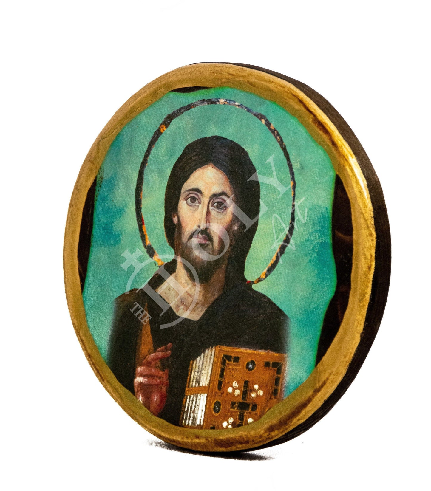 Jesus Christ icon Sina, Handmade Greek Orthodox icon of Jesus Christ Sinai, Byzantine art wall hanging on wood plaque, religious decor TheHolyArt