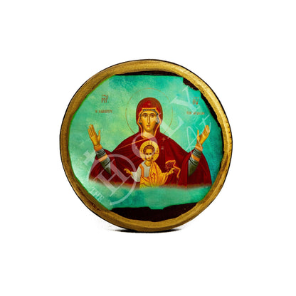 Virgin Mary icon Panagia Handmade Greek Orthodox Icon, Mother of God Byzantine art wall hanging Theotokos religious icon wood plaque - TheHolyArt